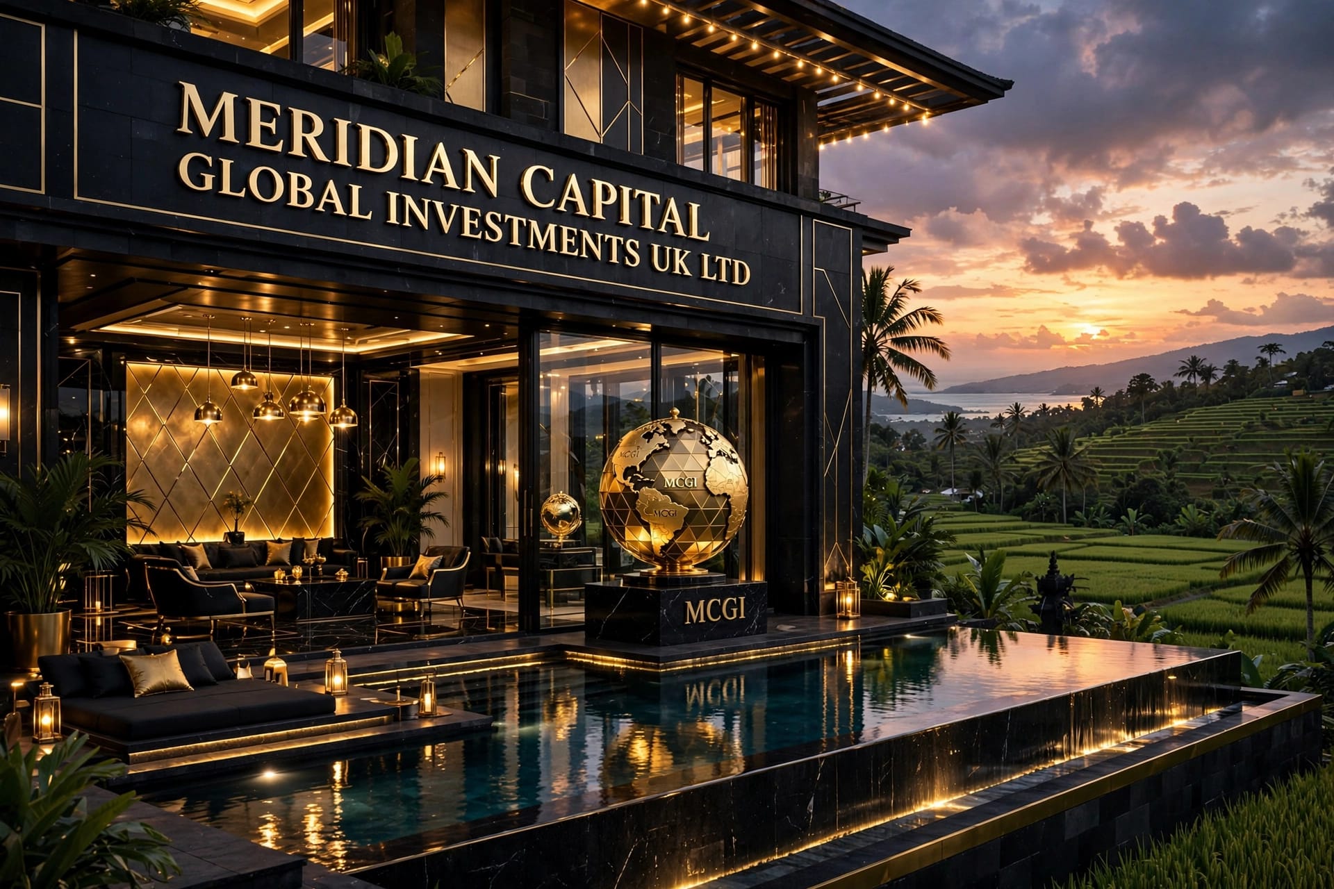 MERIDIAN CAPITAL GLOBAL INVESTMENTS UK LTD beachfront villa at sunset